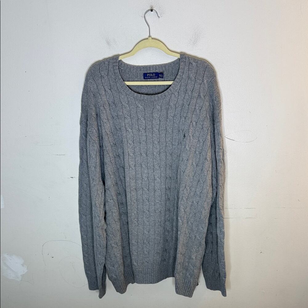 Polo Ralph Lauren Men's Gray Cable Knit Crewneck Sweater Size 4XLT